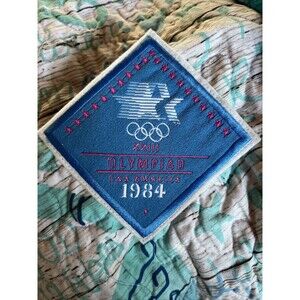 1984 Olympics Los Angeles Olympiad Blue Embroidered Patch / Pink Lettering